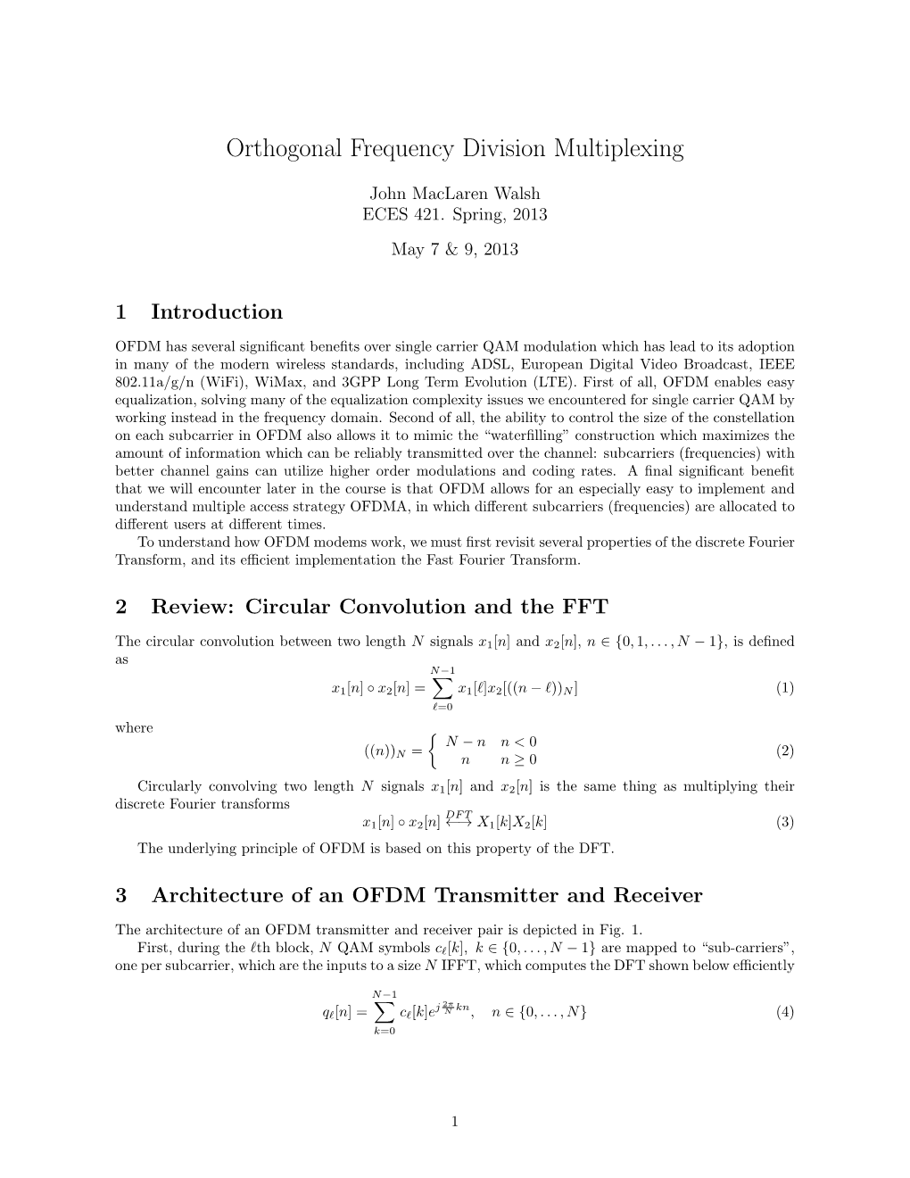 Orthogonal Frequency Division Multiplexing