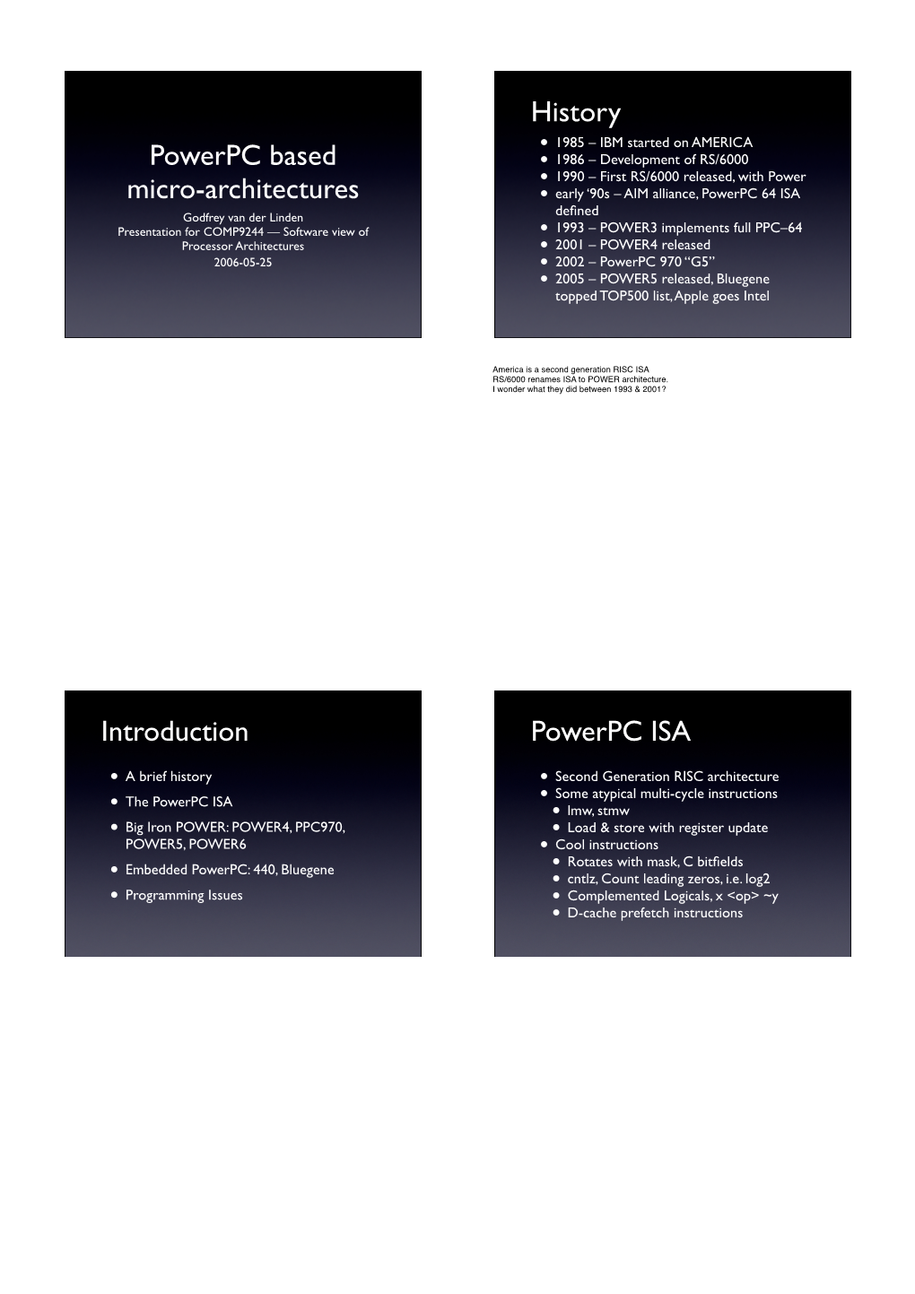 Powerpc Based Micro-Architectures Introduction History Powerpc