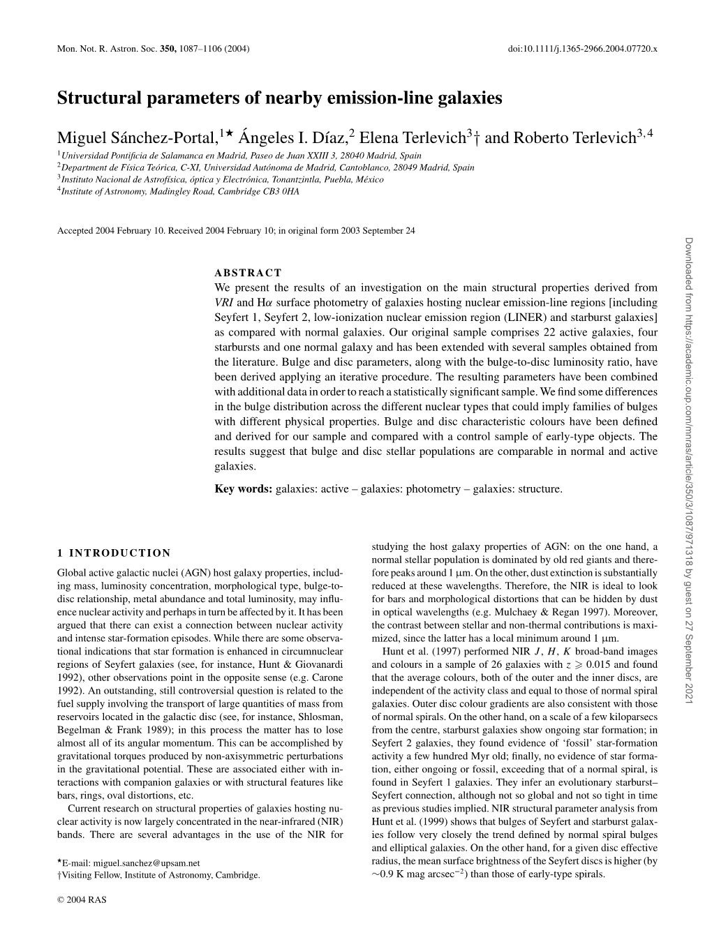 Structural Parameters of Nearby Emission-Line Galaxies