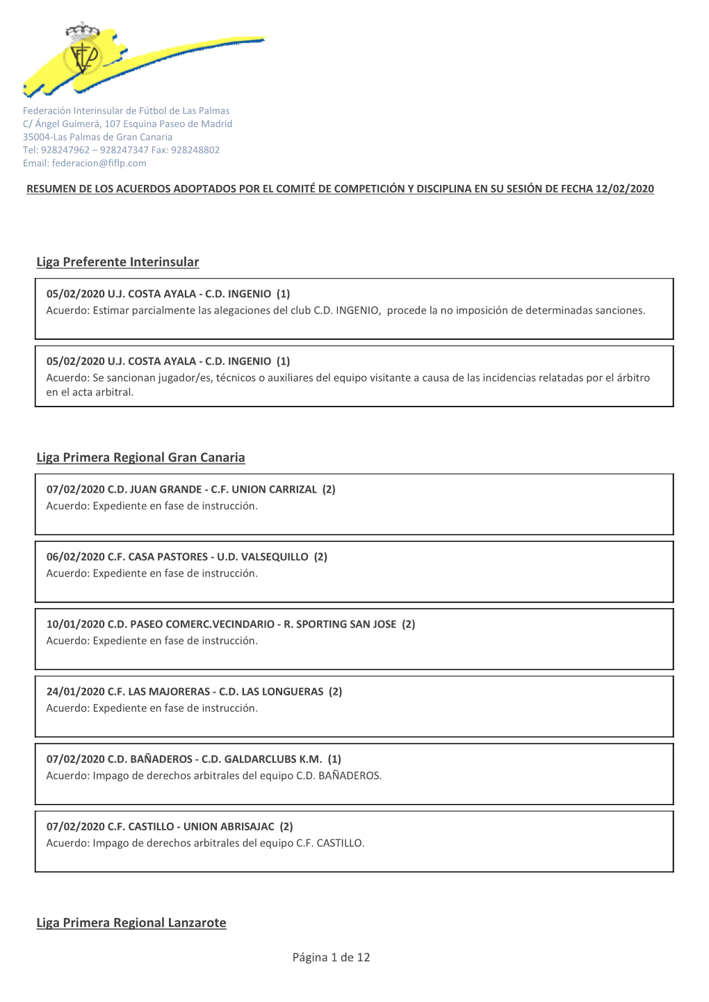 Liga Preferente Interinsular Liga Primera Regional Gran