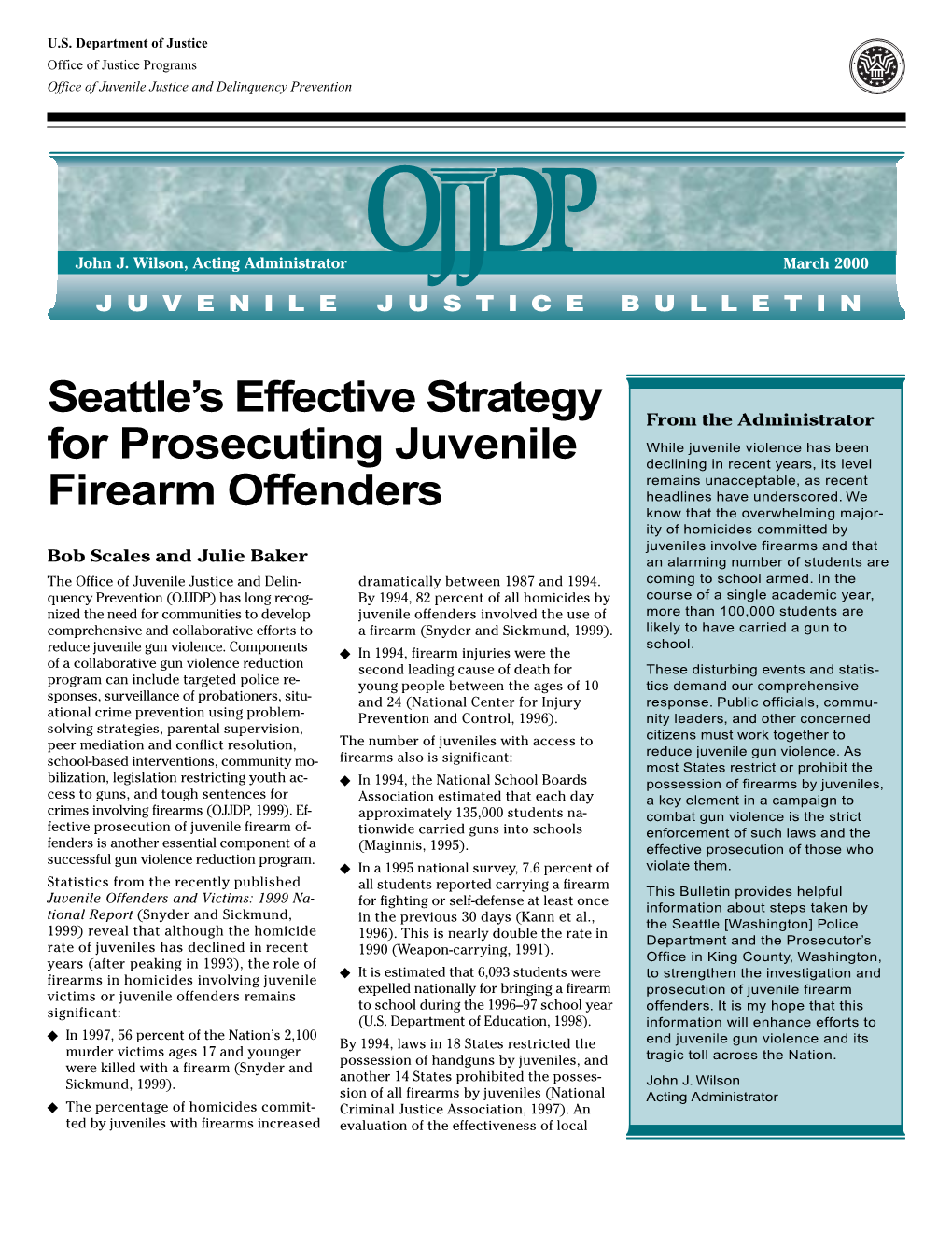 Seattle's Effective Strategy for Prosecuting Juvenile Firearm