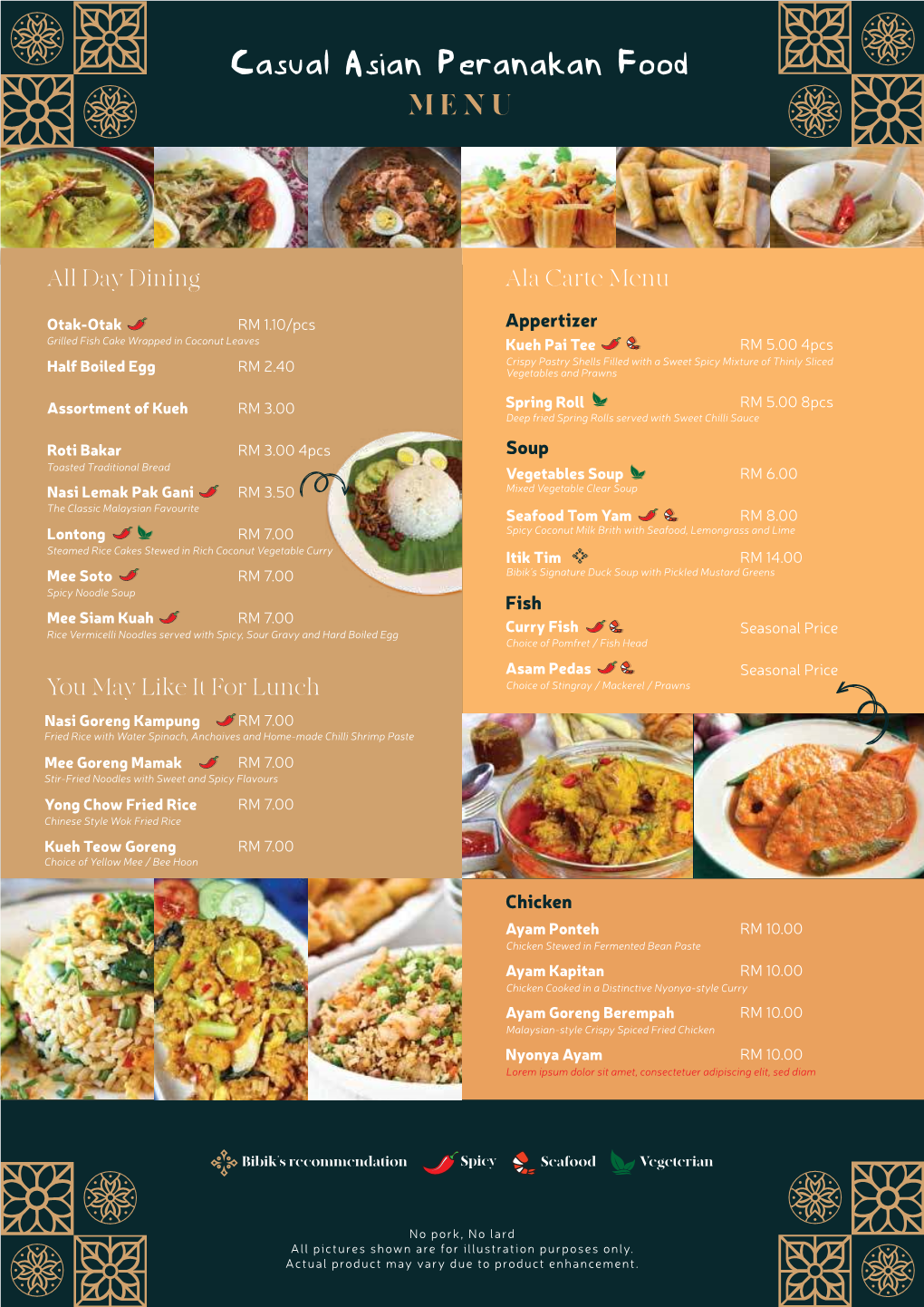 Casual Asian Peranakan Food MENU