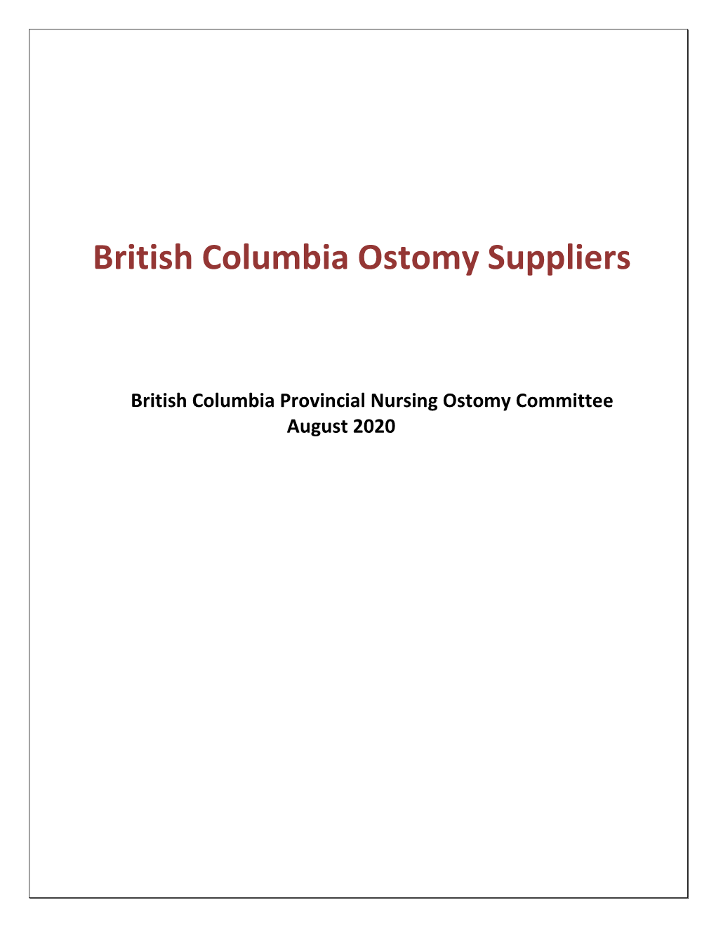 BC Ostomy Suppliers