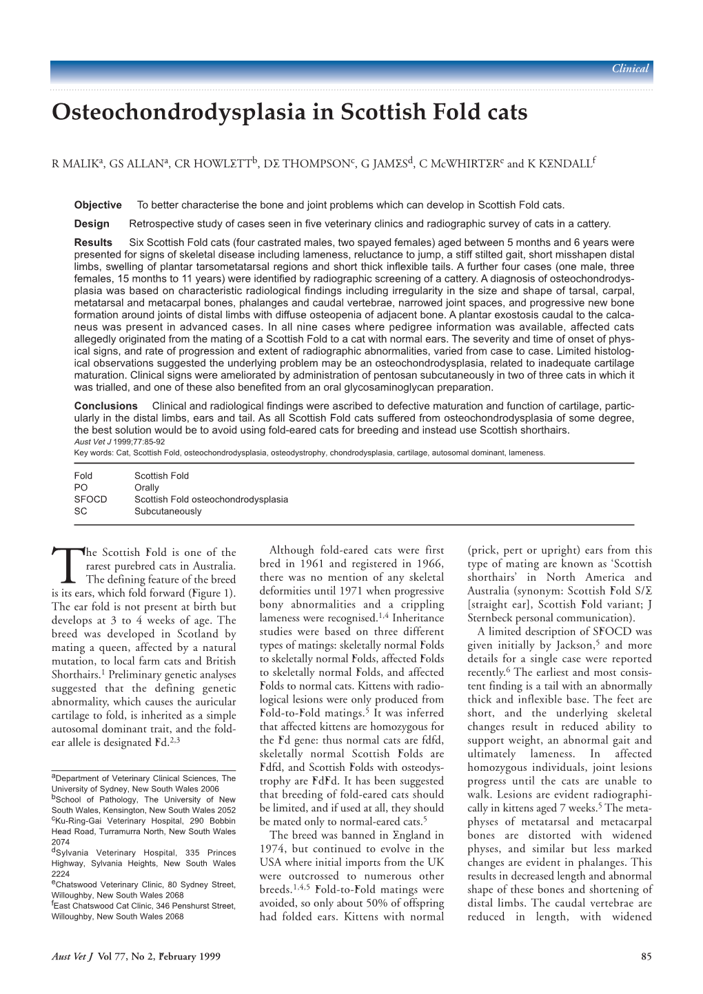 Osteochondrodysplasia in Scottish Fold Cats