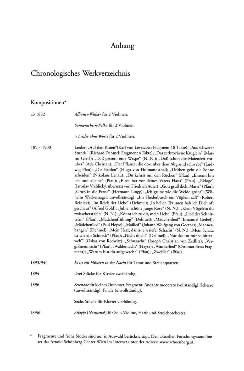 Anhang Chronologisches Werkverzeichnis