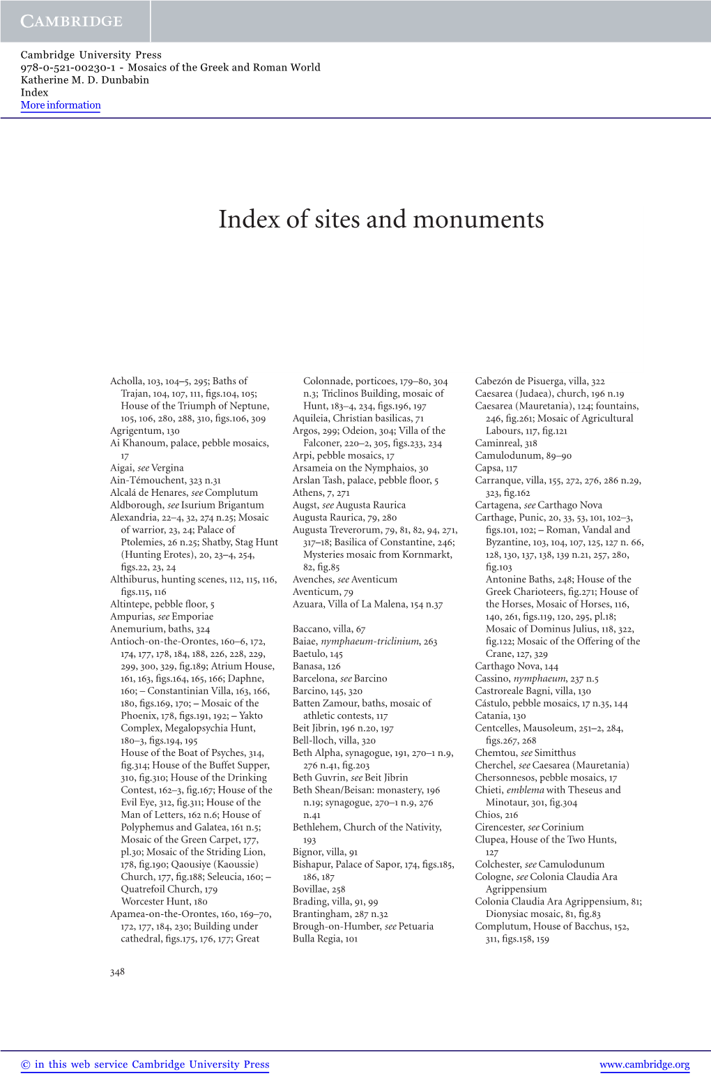 Index of Sites and Monuments