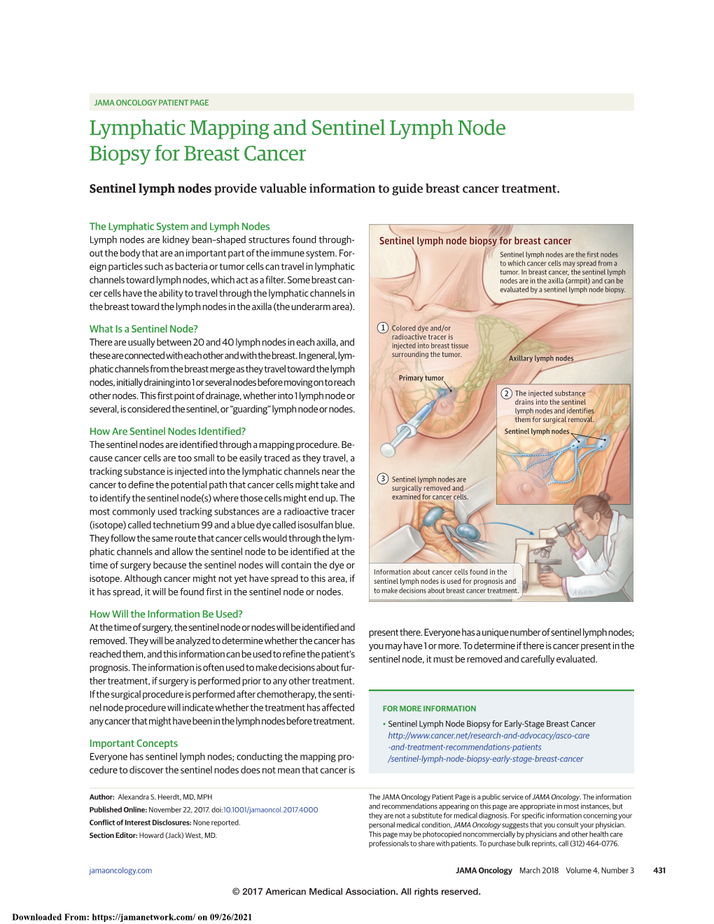 Lymphatic Mapping and Sentinel Lymph Node Biopsy for Breast Cancer