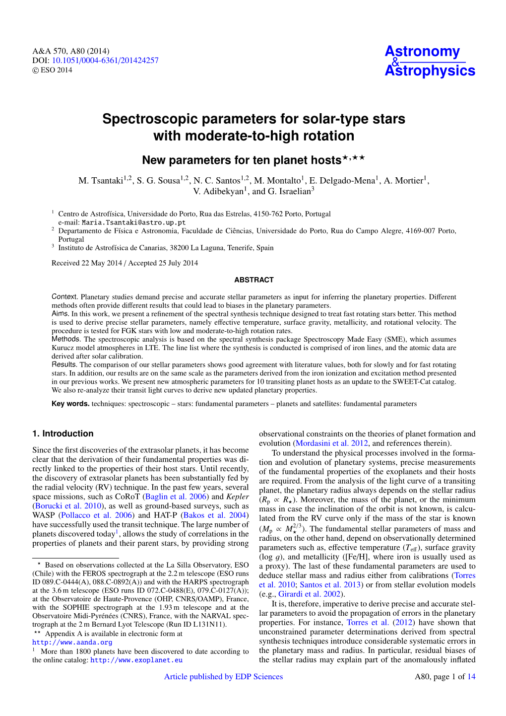 Spectroscopic Parameters for Solar-Type Stars with Moderate-To-High Rotation New Parameters for Ten Planet Hosts?,??