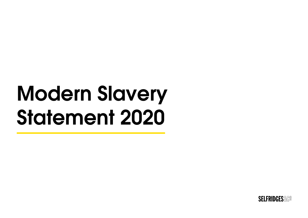 Modern Slavery Statement 2020 Contents 02 03 04