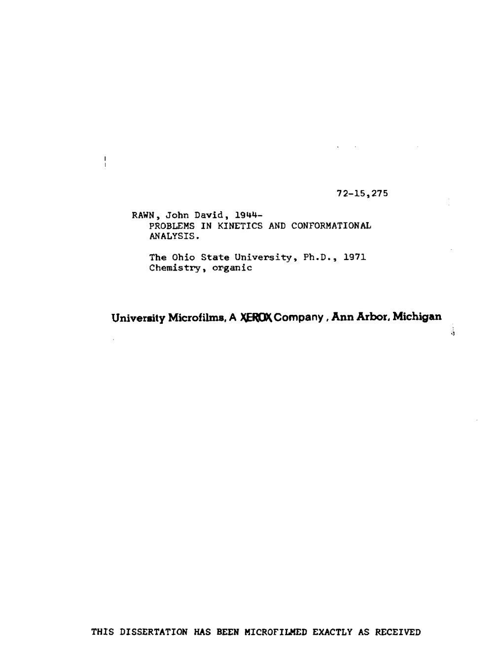 Problems in Kinetics and Conformational Analysis