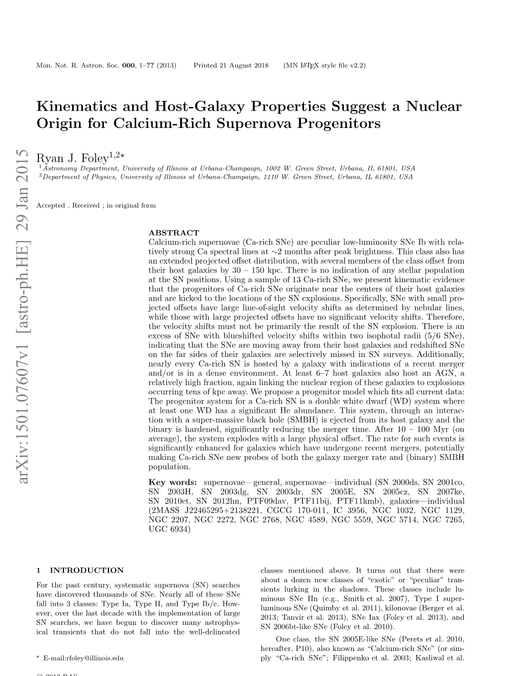 Kinematics and Host-Galaxy Properties Suggest a Nuclear