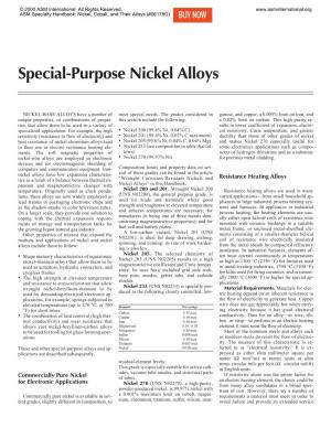 Special-Purpose Nickel Alloys