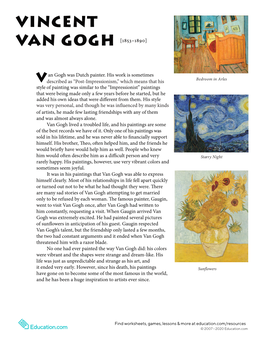 Vincent Van Gogh –