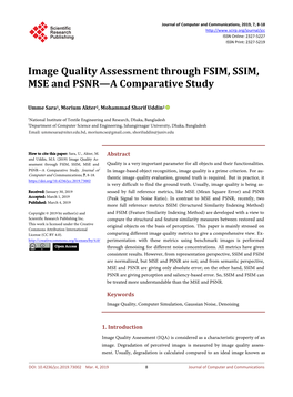 Image Quality Assessment Through FSIM, SSIM, MSE and PSNR—A Comparative Study