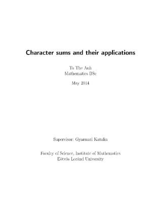 Character Sums and Their Applications