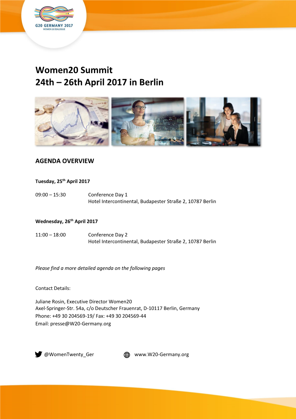 Women20 Summit 24Th – 26Th April 2017 in Berlin
