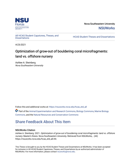 Optimization of Grow-Out of Bouldering Coral Microfragments: Land Vs