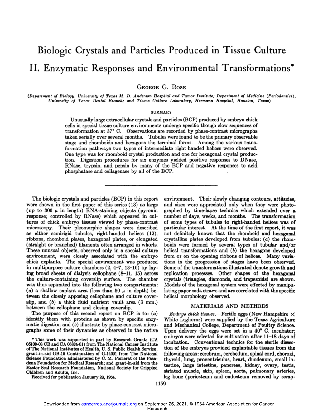 Biologic Crystals and Particles Produced in Tissue Culture II