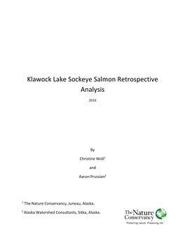Klawock Lake Sockeye Salmon Retrospective Analysis