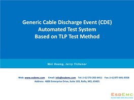 Generic Cable Discharge Event (CDE) Automated Test System Based on TLP Test Method