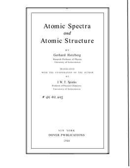 Atomic Spectra Atomic Structure