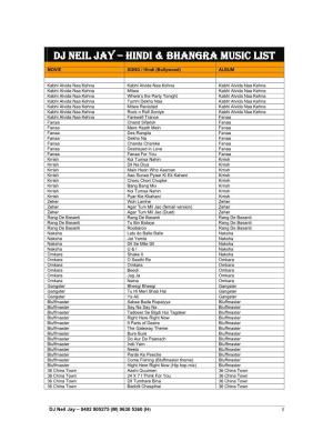 Hindi & Bhangra Music List