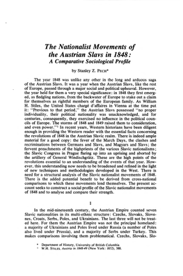 The Nationalist Movements of the Austrian Slavs in 1848: a Comparative Sociological Pro.File