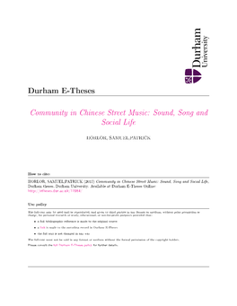 Community in Chinese Street Music: Sound, Song and Social Life