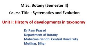 History of Developments in Taxonomy
