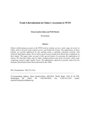 Trade Liberalization in China's Accession To