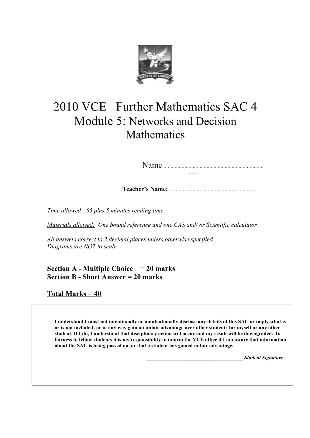 Module 5: Networks and Decision Mathematics