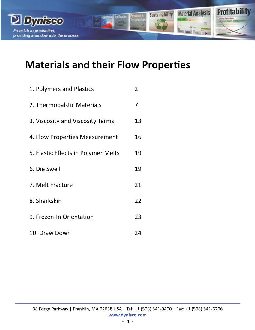 Materials and Flow Properties