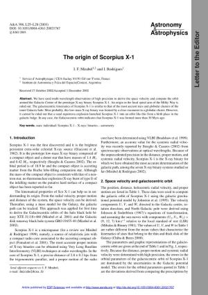 The Origin of Scorpius X-1