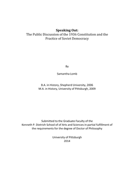 The Public Discussion of the 1936 Constitution and the Practice of Soviet Democracy