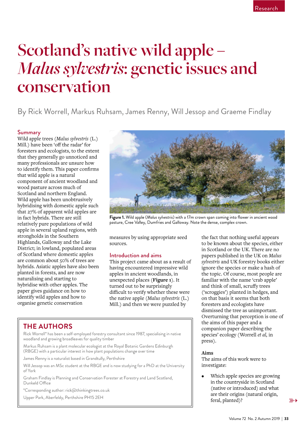 Malus Sylvestris: Genetic Issues and Conservation