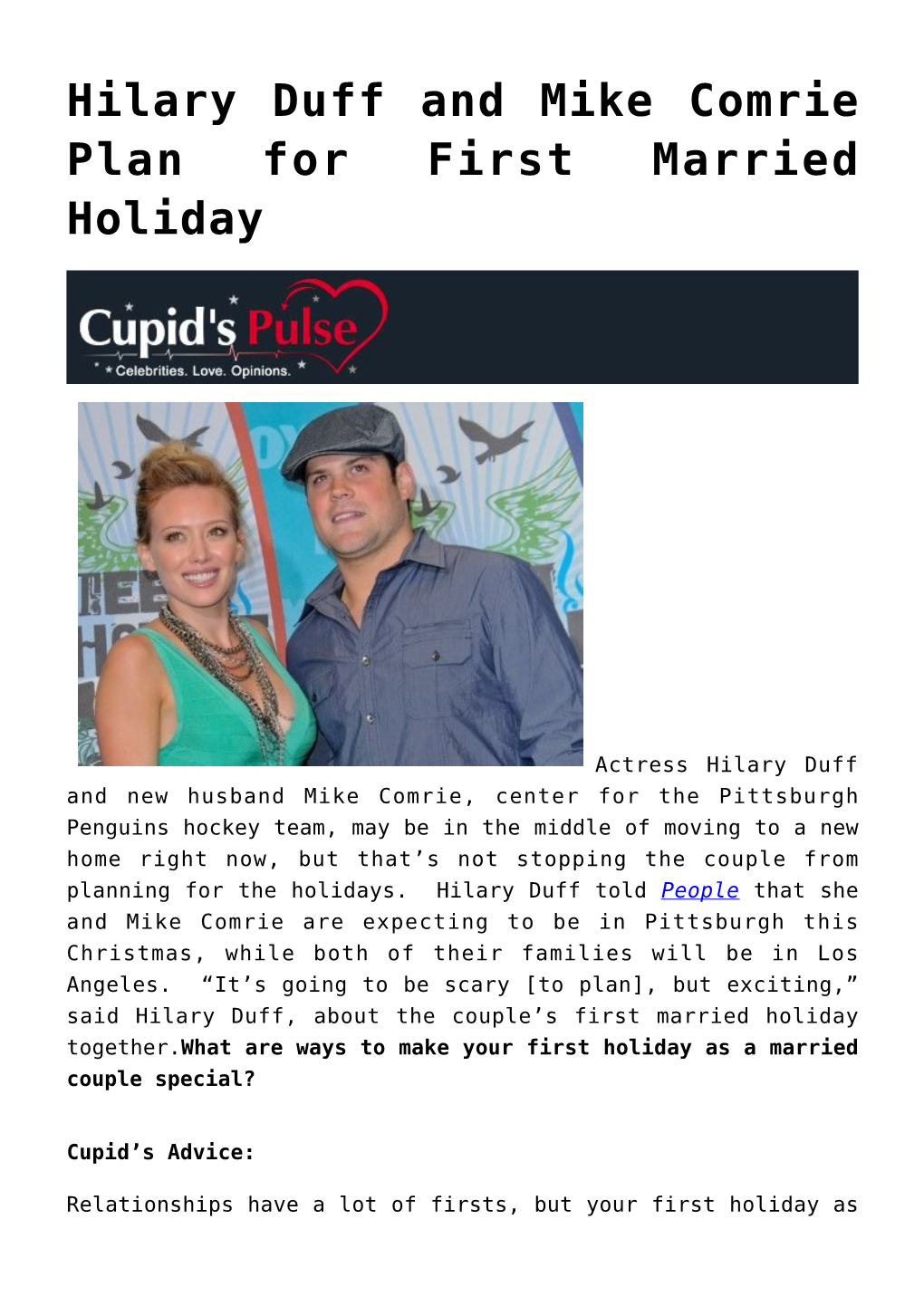 Mike Comrie Signed a Prenup,Hilary Duff's