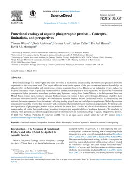 Functional Ecology of Aquatic Phagotrophic Protists – Concepts, Limitations, and Perspectives