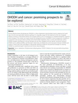 DHODH and Cancer: Promising Prospects to Be Explored