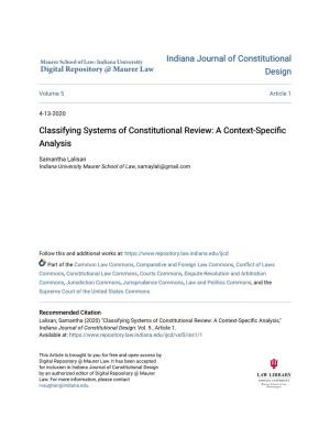 Classifying Systems of Constitutional Review: a Context-Specific Analysis