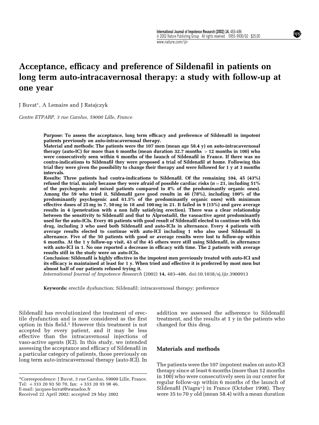 Acceptance, Efficacy and Preference of Sildenafil in Patients on Long Term Auto-Intracavernosal Therapy