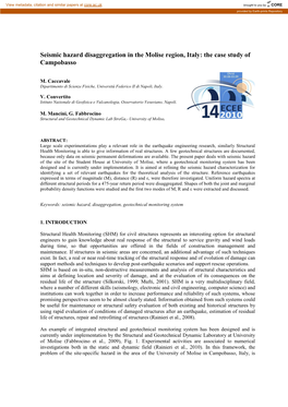 Seismic Hazard Disaggregation in the Molise Region, Italy: the Case Study of Campobasso