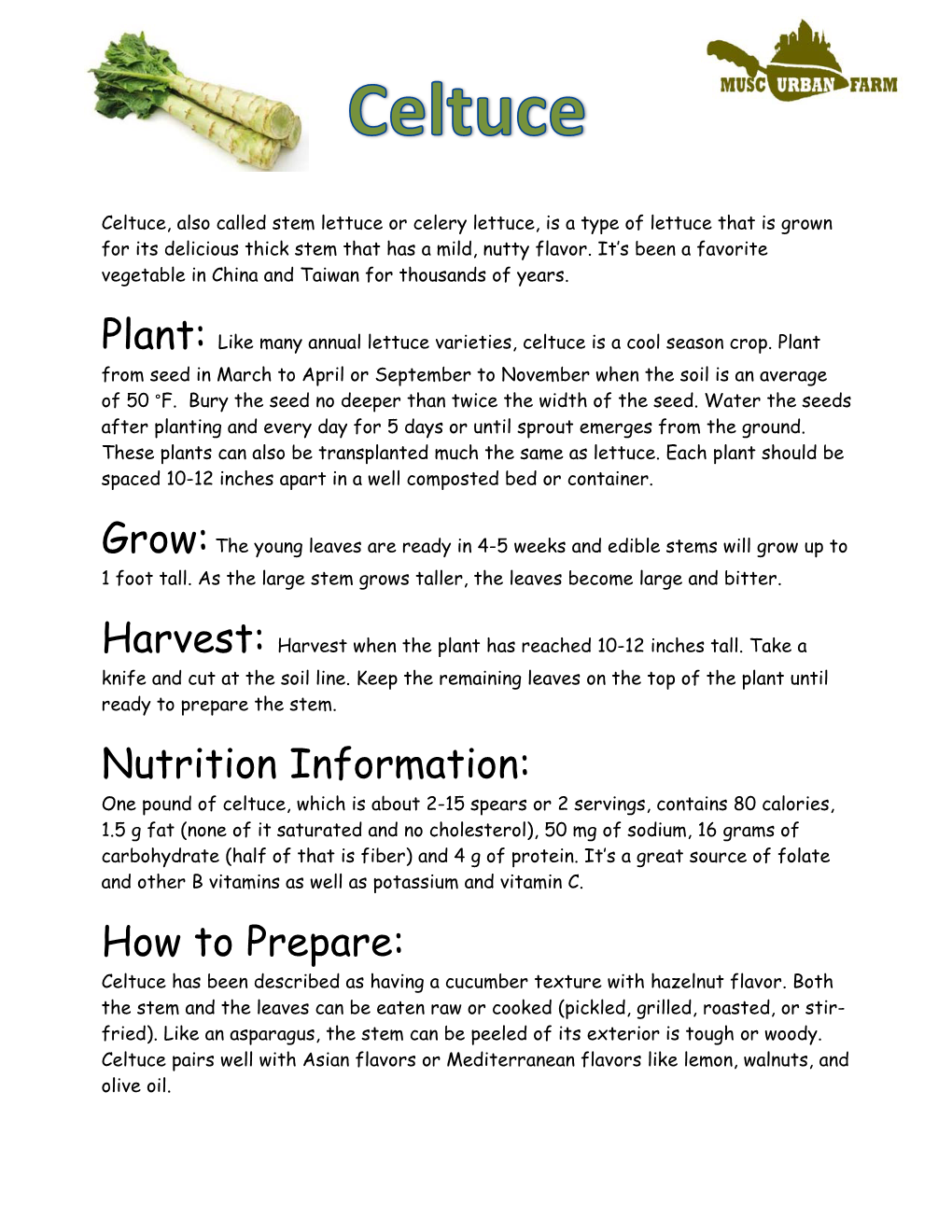 Nutrition Information: How to Prepare