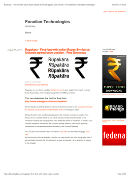 Rupakara - First Font with Indian Rupee Symbol at Unicode Agreed Code Position - Free Download - Foradian Technologies 2010-08-19 21:36