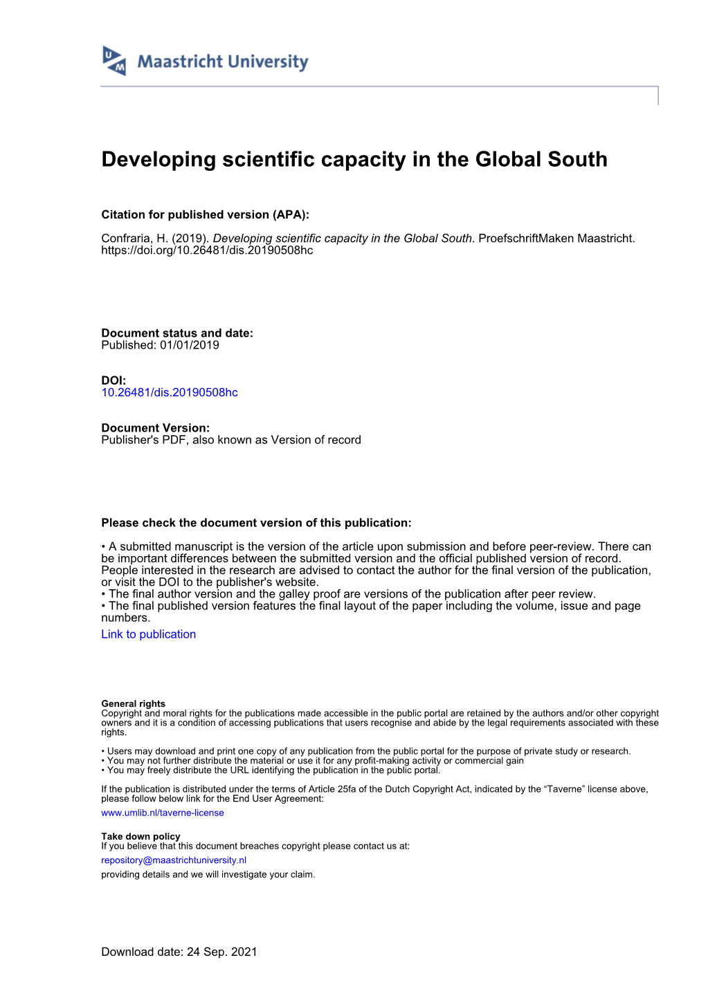 Developing Scientific Capacity in the Global South