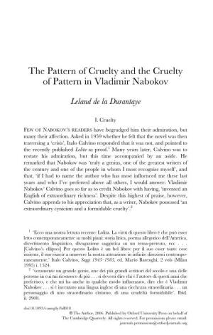 The Pattern of Cruelty and the Cruelty of Pattern in Vladimir Nabokov