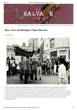 Race, Class and Roediger's Open Marxism