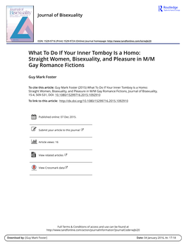What to Do If Your Inner Tomboy Is a Homo: Straight Women, Bisexuality, and Pleasure in M/M Gay Romance Fictions