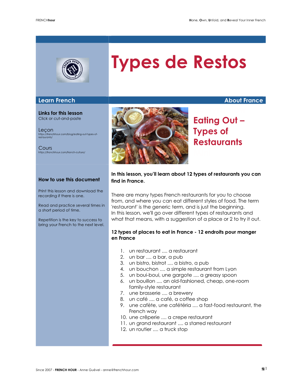 Types De Restos