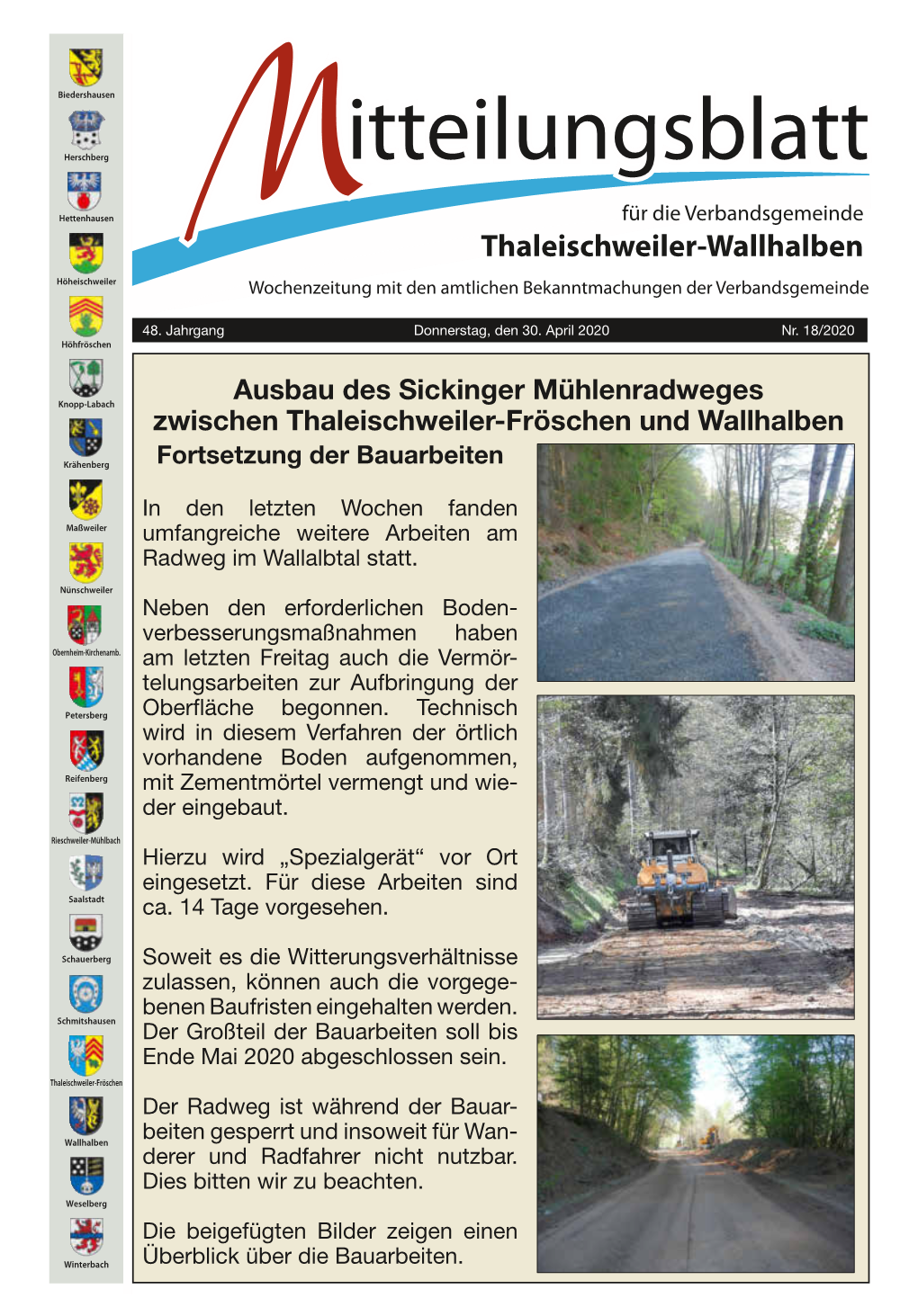 Thaleischweiler-Wallhalben Höheischweiler Wochenzeitung Mit Den Amtlichen Bekanntmachungen Der Verbandsgemeinde