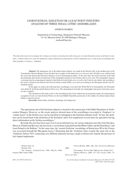 Analysis of Three Small Lithic Assemblages